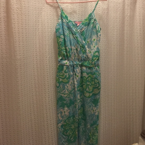 Lilly Pulitzer Jumpsuit Lagoon Green Wave XXS - Picture 3 of 3