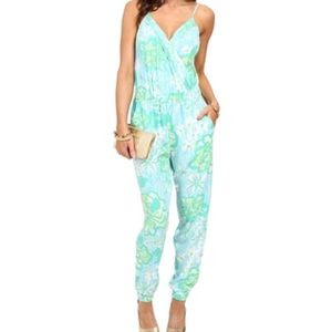 Lilly Pulitzer Jumpsuit Lagoon Green Wave XXS