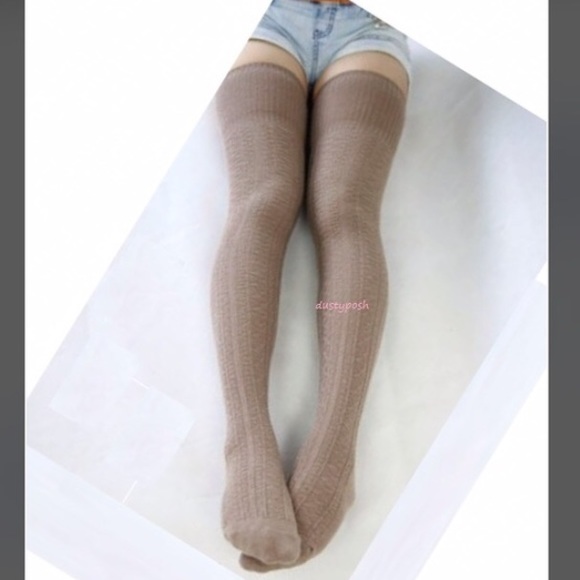 Long Thigh High Knit Boot Socks Over The Knee OTK Cable School Girl Cozy Womens