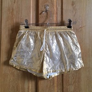American Apparel gold drawstring shorts