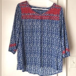 THML / StitchFix - Moroccan blue embroidered top