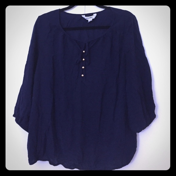 Lightweight Navy Blue 3/4 Length Blouse