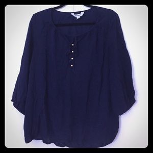 Lightweight Navy Blue 3/4 Length Blouse