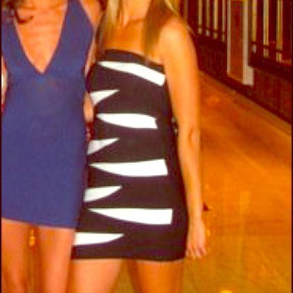 Black and white tube top dress