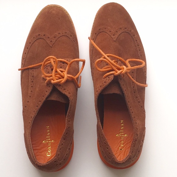 Cole Haan LunarGrand Wingtip Sequoia/Orange 6C