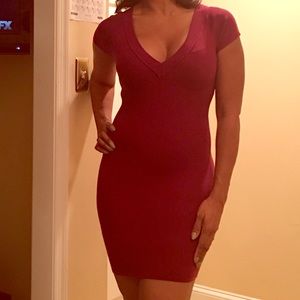 BCBG Max Azria Wine Colored Body Con Dress
