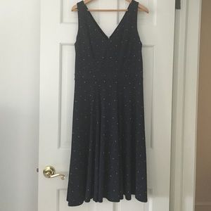 Ann Taylor Sleeveless Polka Dot A-Line Midi Dress
