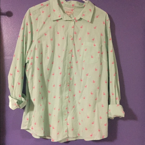 Merona Sea Foam Green and Flamingos