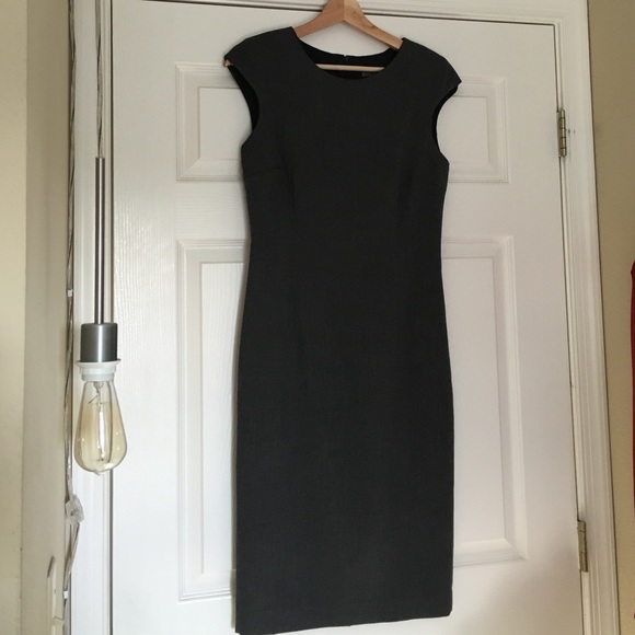 Zara Basic Cap Sleeve Charcoal Gray Sheath Dress - Picture 1 of 4