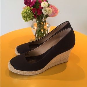 J.Crew Seville Espadrille Wedges - black, 9!