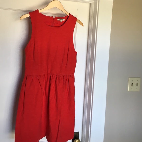 Red Madewell dress with pockets, worn once