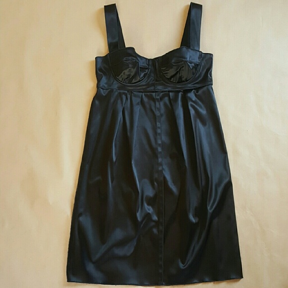 Dolce &  Gabbana black stretch satin bustier dress