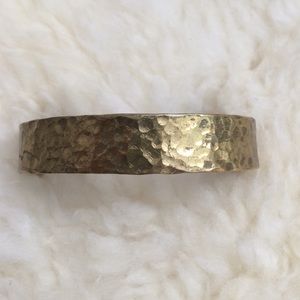 Hammered gold metal cuff bracelet