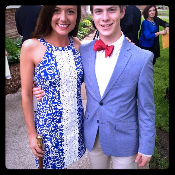 Royal Blue & White Jade Shift Dress XS - Picture 1 of 4