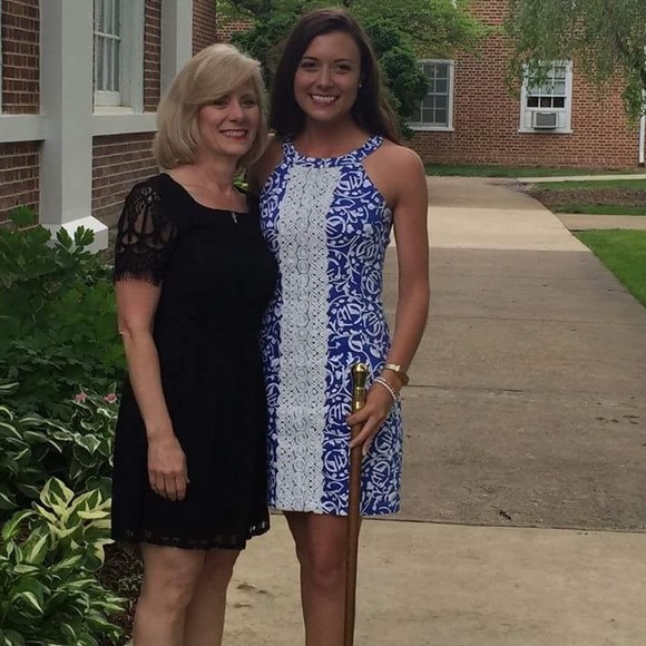 Royal Blue & White Jade Shift Dress XS - Picture 2 of 4