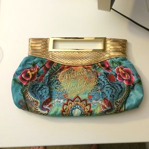 Christian Audigier Rhinestoned Clutch