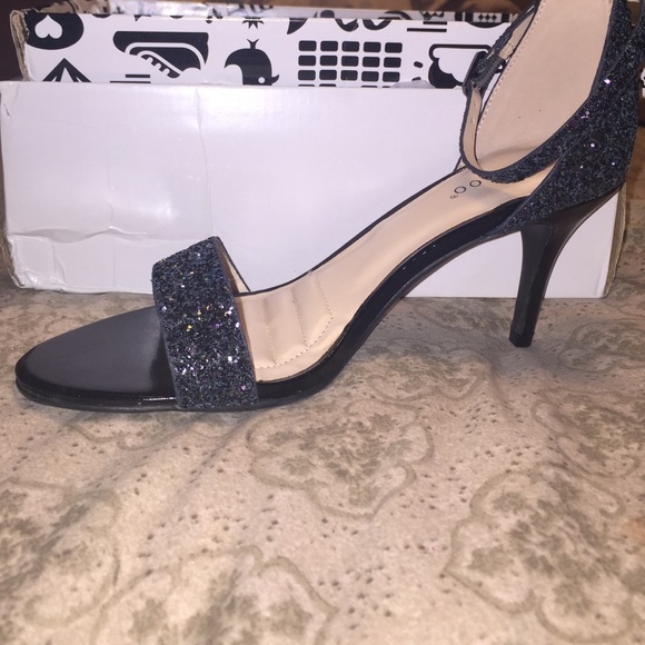 Black glitter heels