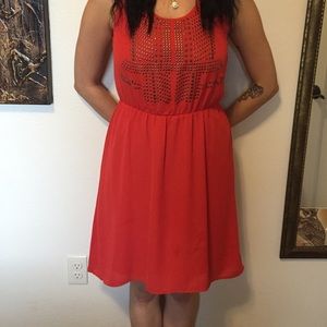 Burnt orange chiffon dress