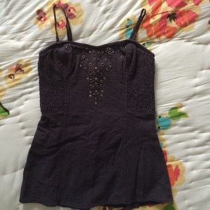 SOLD Free People dark grey top with grommet detail