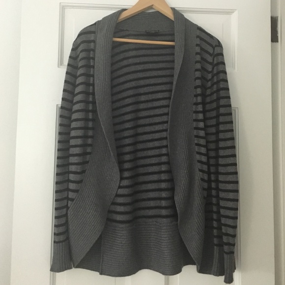 Ann Taylor Striped Open Front Cardigan