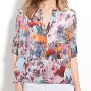BCBGMaxAzria "Liberty" Watercolor Printed Blouse