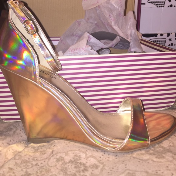 Gold Hologram Wedge Heels