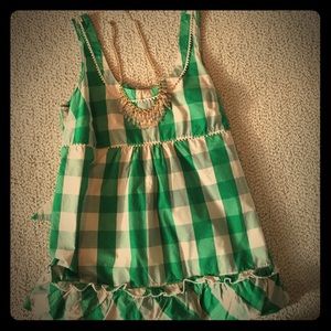 Kelly green plaid check Juicy Couture top - cute!