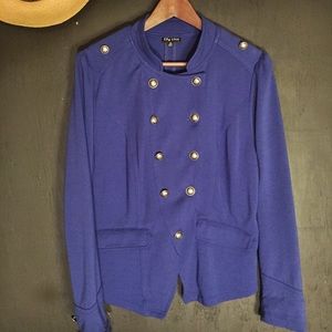 CITY CHIC: Double breasted military style jacket.