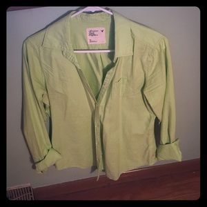 Green button down shirt