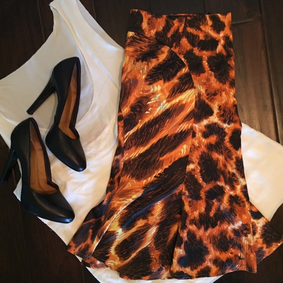 Just Cavalli Leopard Print Silky Skirt