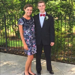 Navy floral shift dress XS