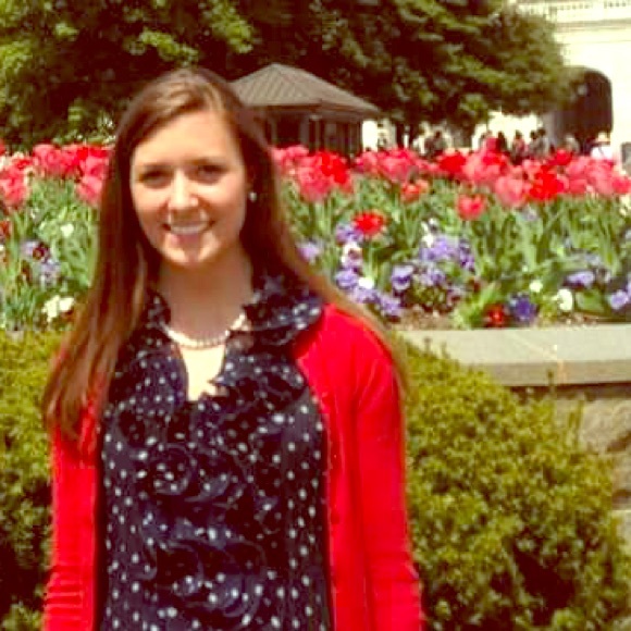 Navy polka dot ruffle dress - Picture 1 of 3