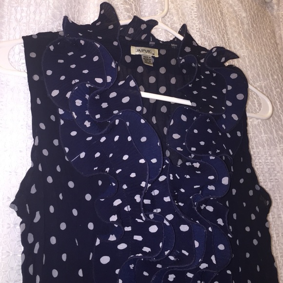 Navy polka dot ruffle dress - Picture 2 of 3