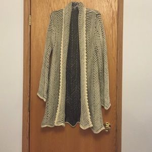 Cream and Gray Sweater Duster