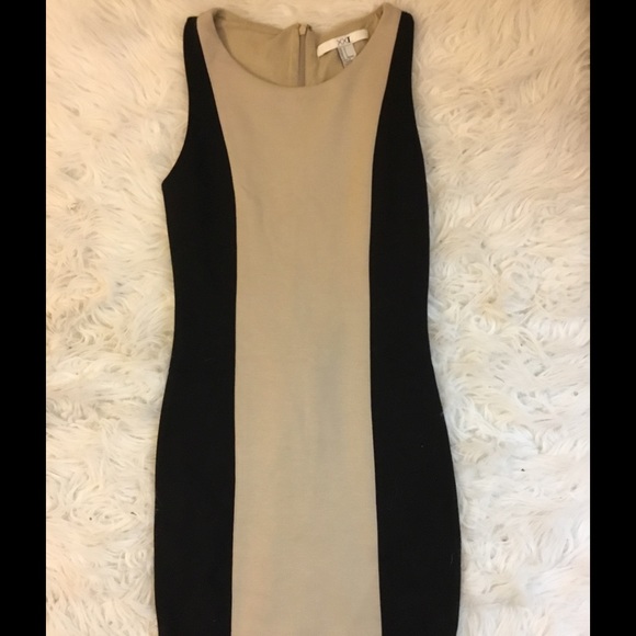Beige and black Forever 21 bodycon dress