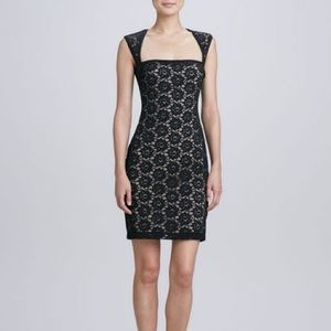 Nicole Miller Square-Neck Lace Cocktail Dress