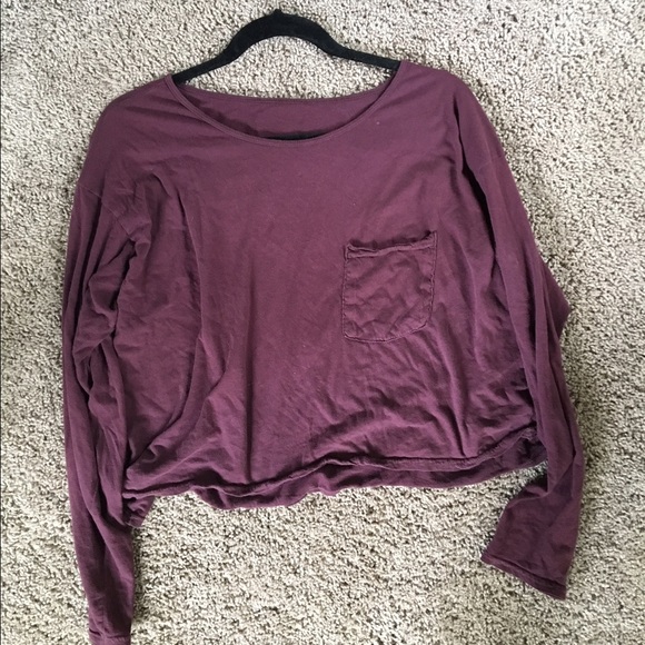 Plum colored cropped loose long sleeve