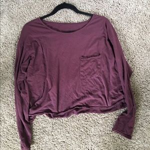 Plum colored cropped loose long sleeve