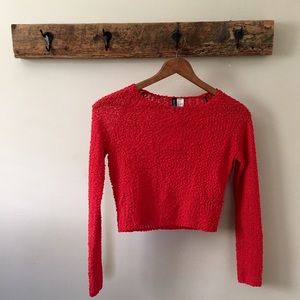 H&M red fuzzy crop