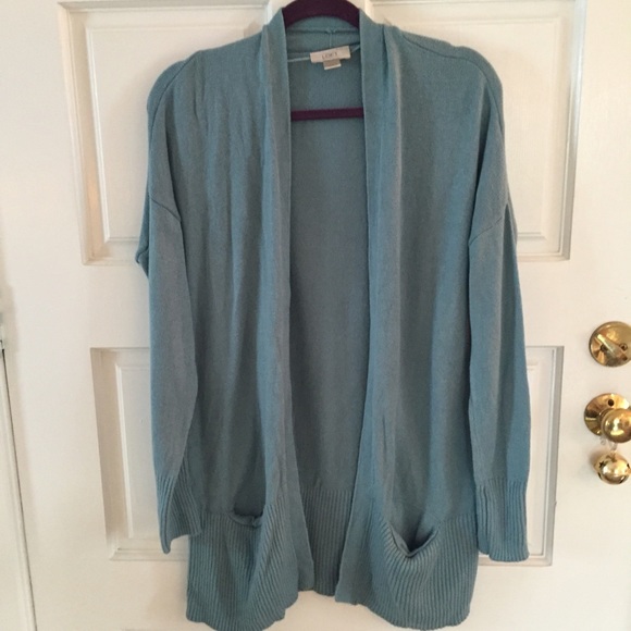 LOFT Sweaters - Loft Light Blue Open Front Cardigan Size Large