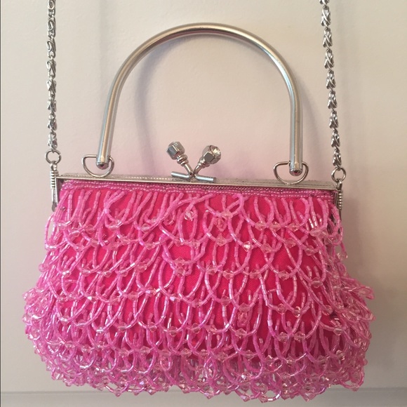 Hot pink beaded purse