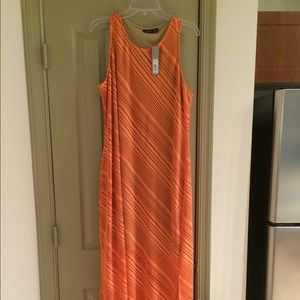 Orange Full-Length Sleeveless Dress