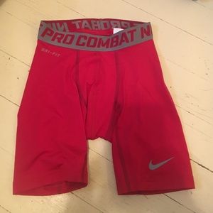 NWOT Nike Pro Mens Red Spandex Shorts