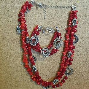 Premier Jewlery Firecracker Neclace & Bracelet Aet