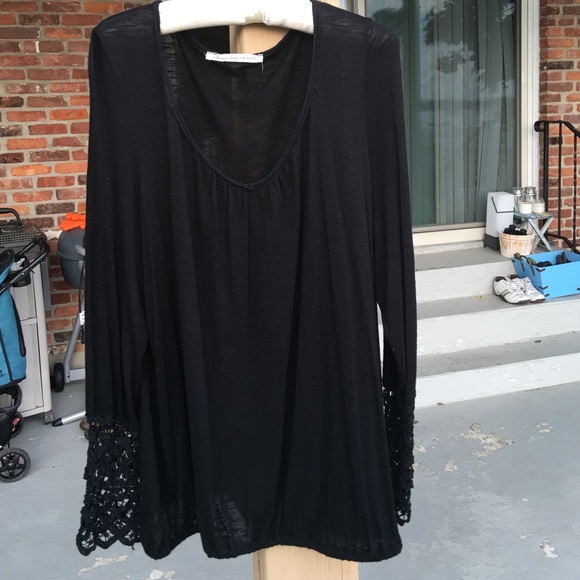 American Rag Tops - American Rag black sleeve lace tee.
