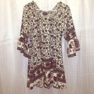 Elephant pattern boho dress