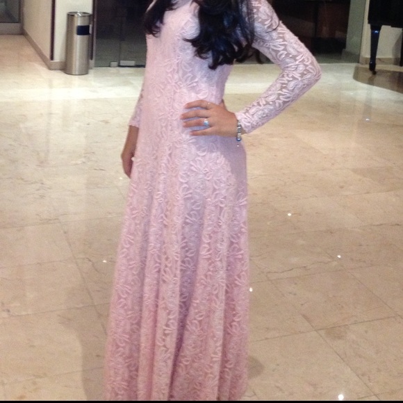 Pink floral lace dress