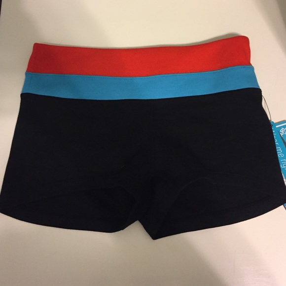 Dylon inspired booty shorts with orange/blue band