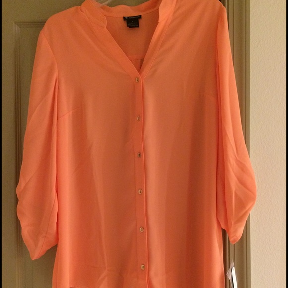 Tapered 3/4 sleeve blouse - Coral