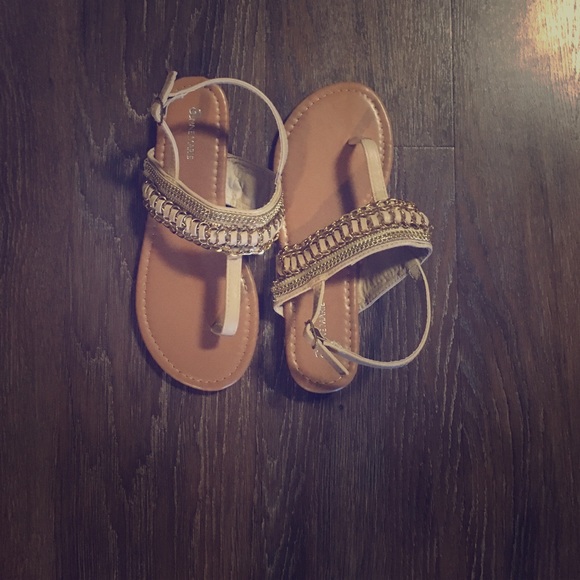 Tan and gold strap sandal